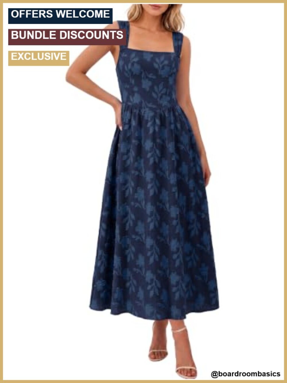 Sleeveless Square Neck Smocked Maxi Dress Wedding Guest